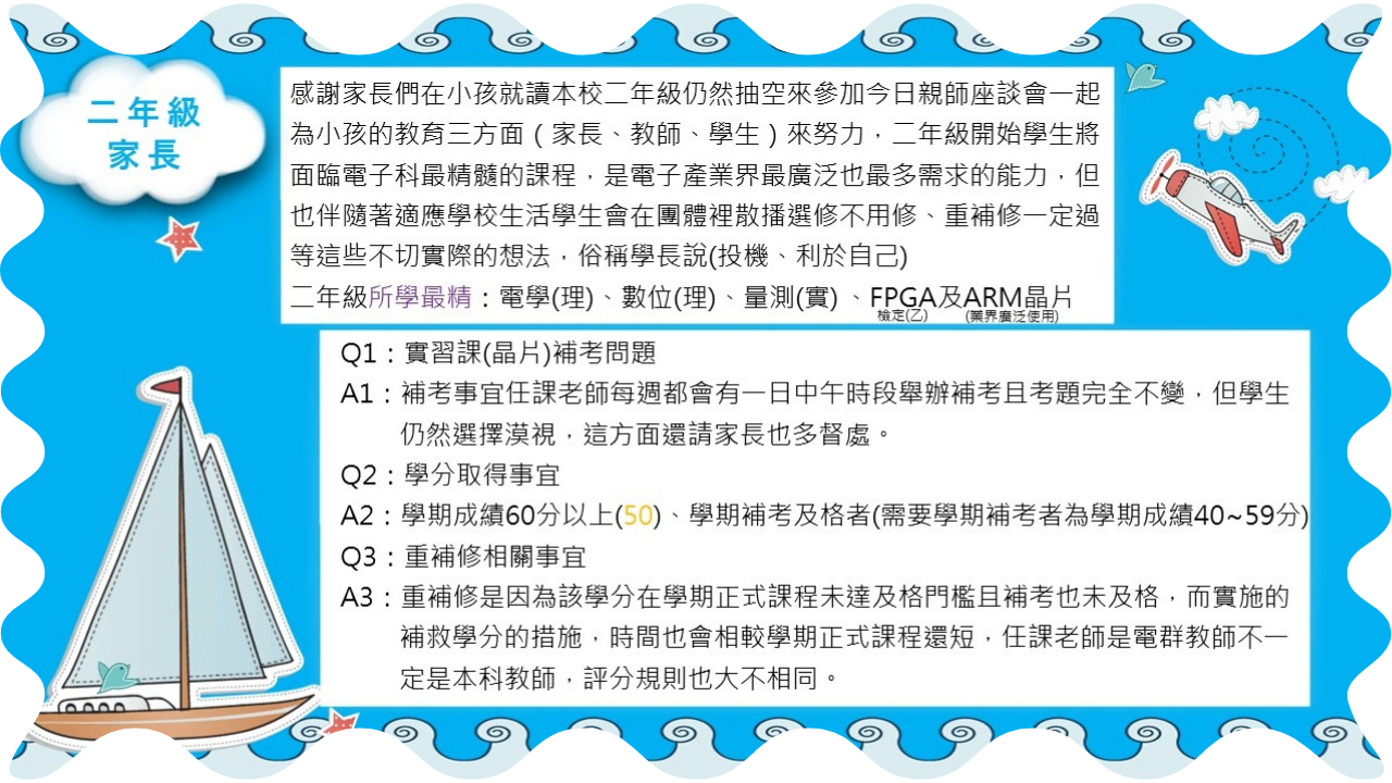 給二年級家長的話