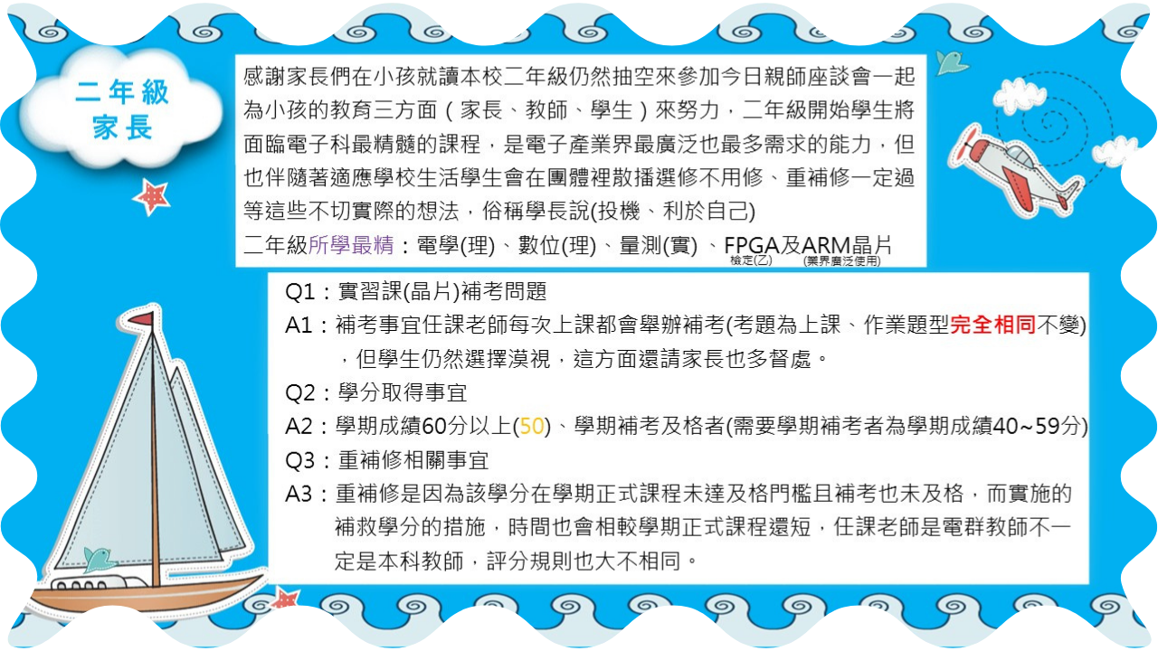 給二年級家長的話